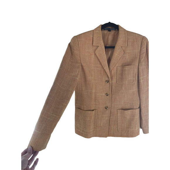 linda ALLARD ELLEN TRACY COPPER LINEN THREE BUTTON BLAZER - Picture 3 of 11